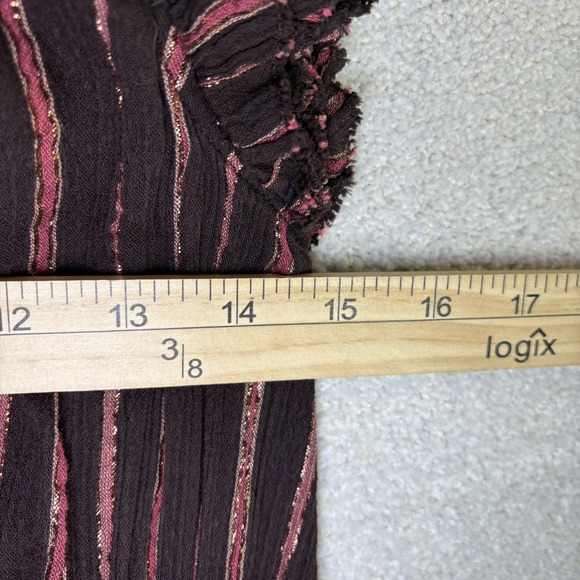 Ulla Johnson Brown Striped Metallic-Trim Ruffle Shoulder Jumpsuit - Picture 5 of 16